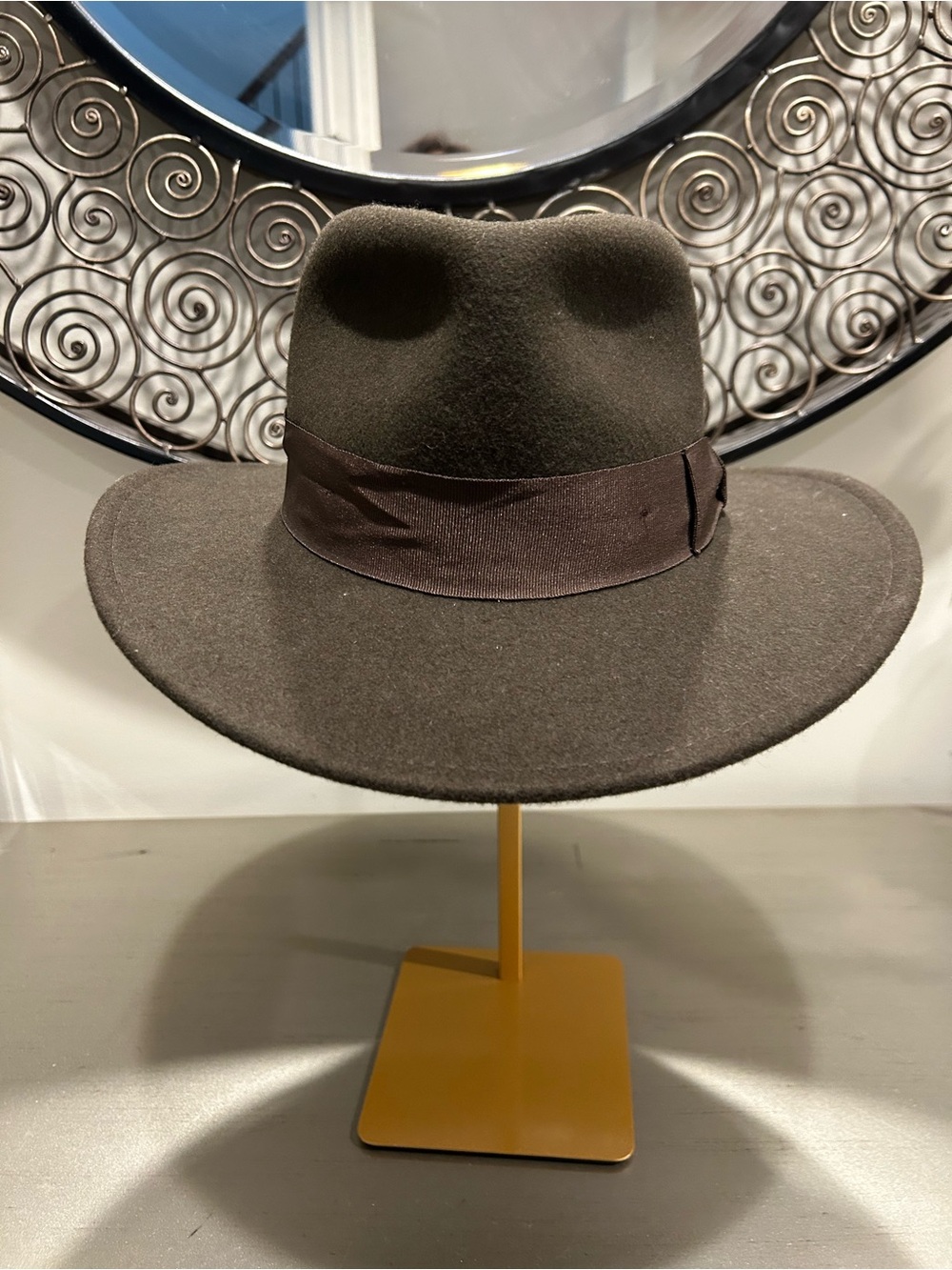Indiana Jones Men's Wide-Brim Wool Fedora Hat in Dark Brown